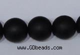 CBS07 15.5 inches 16mm round black stone beads wholesale