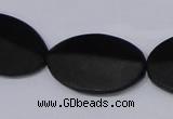 CBS12 15.5 inches 18*25mm oval black stone beads wholesale