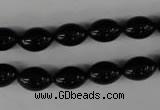 CBS201 15.5 inches 8*12mm rice blackstone beads wholesale