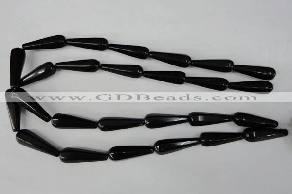 CBS218 15.5 inches 10*30mm faceted teardrop blackstone beads wholesale