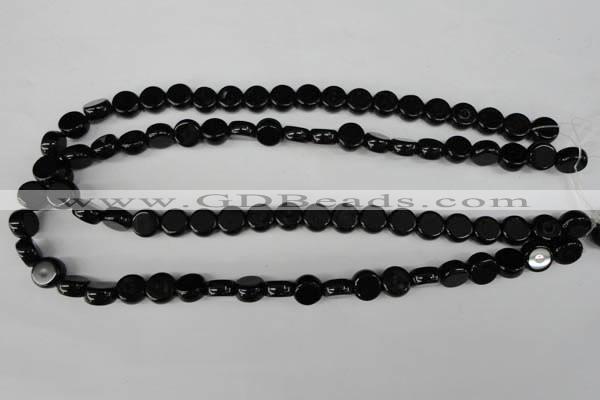 CBS238 15.5 inches 10mm flat round blackstone beads wholesale