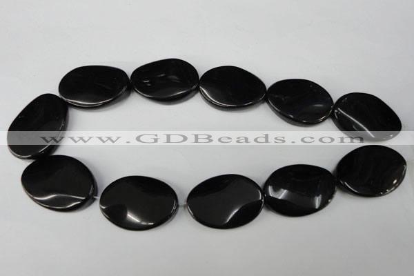 CBS260 15.5 inches 25*35mm twisted oval blackstone beads wholesale