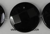 CBS300 15.5 inches 35mm faceted coin blackstone beads wholesale