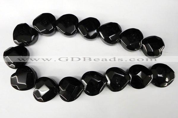 CBS308 15.5 inches 26*26mm faceted heart blackstone beads wholesale