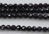 CBS503 15.5 inches 4mm faceted round A grade black spinel beads