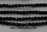 CBS520 15.5 inches 2mm faceted round A grade black spinel beads