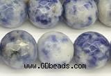 CBS613 15 inches 10mm faceted round blue spot stone beads