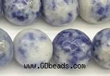 CBS614 15 inches 12mm faceted round blue spot stone beads