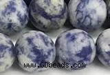 CBS619 15 inches 10mm round matte blue spot stone beads