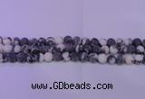 CBW150 15.5 inches 4mm round matte black & white jasper beads