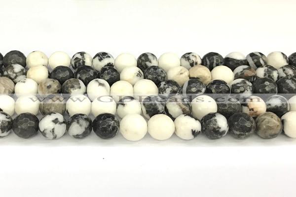 CBW181 15 inches 8mm faceted round black & white jasper beads