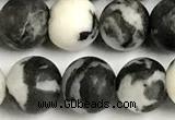 CBW193 15 inches 10mm round matte black & white jasper beads