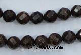 CBZ104 15.5 inches 8mm faceted round bronzite gemstone beads