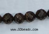 CBZ107 15.5 inches 14mm faceted round bronzite gemstone beads