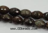 CBZ108 15.5 inches 10*13mm faceted rice bronzite gemstone beads