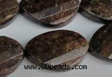 CBZ248 15.5 inches 20*30mm faceted & twisted oval bronzite gemstone beads