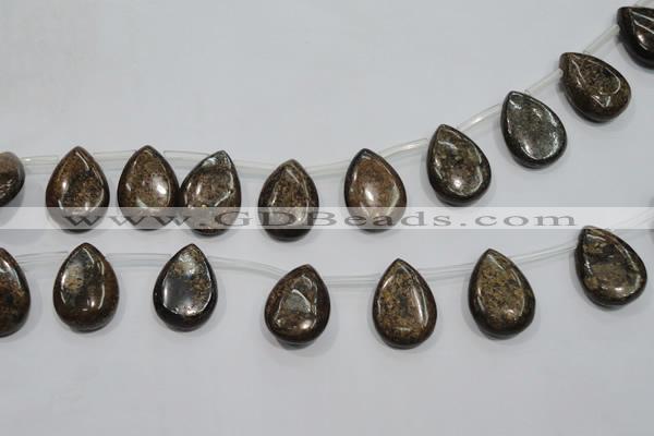 CBZ500 Top-drilled 10*14mm flat teardrop bronzite gemstone beads