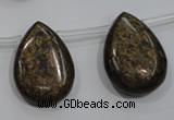 CBZ502 Top-drilled 13*18mm flat teardrop bronzite gemstone beads