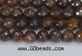 CBZ610 15.5 inches 4mm faceted round bronzite gemstone beads