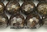 CBZ631 15 inches 8mm faceted round bronzite beads wholesale