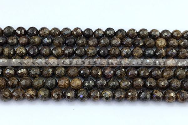 CBZ640 15 inches 6mm faceted round bronzite gemstone beads