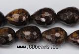 CBZ90 15.5 inches 15*20mm faceted teardrop bronzite gemstone beads