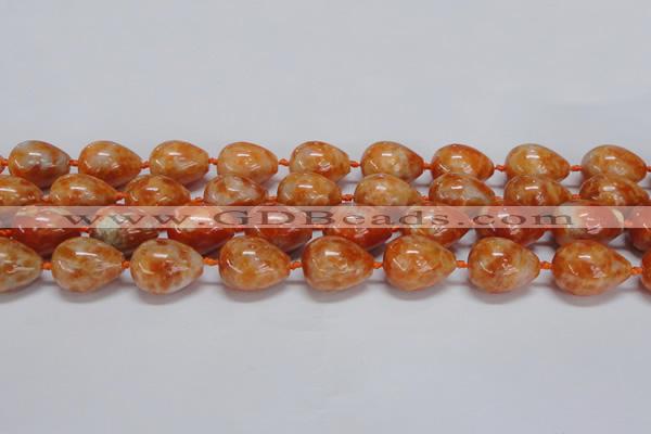 CCA463 15.5 inches 15*20mm teardrop orange calcite gemstone beads