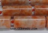 CCA466 15.5 inches 12*30mm tube orange calcite gemstone beads