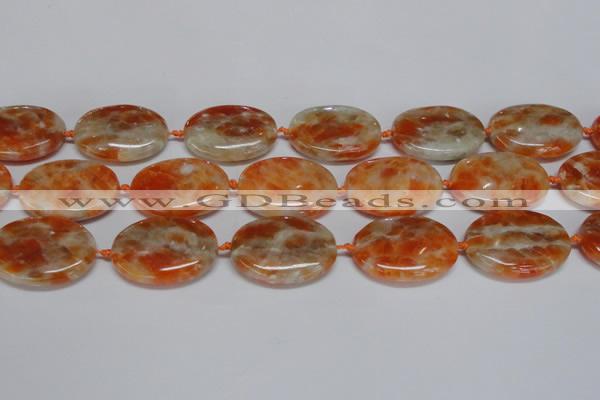 CCA486 15.5 inches 22*30mm oval orange calcite gemstone beads