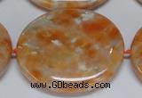 CCA488 15.5 inches 32*37mm oval orange calcite gemstone beads