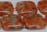 CCA493 15.5 inches 20mm square orange calcite gemstone beads