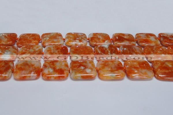 CCA495 15.5 inches 30mm square orange calcite gemstone beads