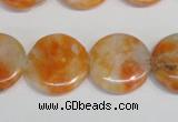 CCA64 15.5 inches 20mm flat round orange calcite gemstone beads