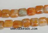 CCA71 15.5 inches 10*10mm square orange calcite gemstone beads