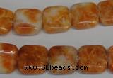 CCA73 15.5 inches 14*14mm square orange calcite gemstone beads