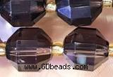 CCB1011 15 inches 9*10mm faceted smoky quartz beads