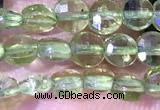 CCB1037 15 inches 4mm faceted coin peridot beads