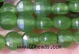 CCB1038 15 inches 4mm faceted coin green agate beads