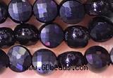 CCB1058 15 inches 4mm faceted coin black agate beads