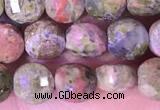 CCB1059 15 inches 4mm faceted coin unakite beads