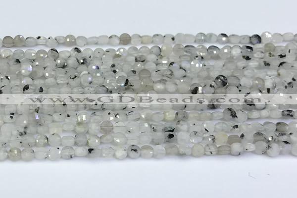 CCB1132 15 inches 4mm faceted coin white moonstone beads