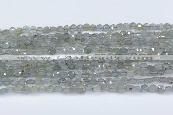 CCB1138 15 inches 4mm faceted coin sapphire beads