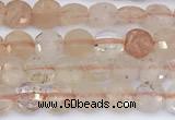 CCB1140 15 inches 4mm faceted coin strawberry quartz beads