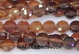 CCB1161 15 inches 4mm faceted coin garnet beads