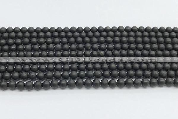 CCB1185 15 inches 4mm round matte shungite gemstone beads