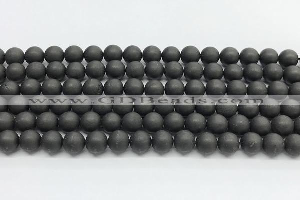 CCB1187 15 inches 8mm round matte shungite gemstone beads