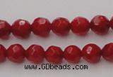 CCB121 15.5 inches 5mm faceted round red coral beads wholesale