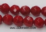 CCB123 15.5 inches 7mm faceted round red coral beads wholesale