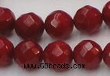 CCB124 15.5 inches 8mm faceted round red coral beads wholesale