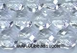 CCB1320 15 inches 6mm faceted coin white crystal beads